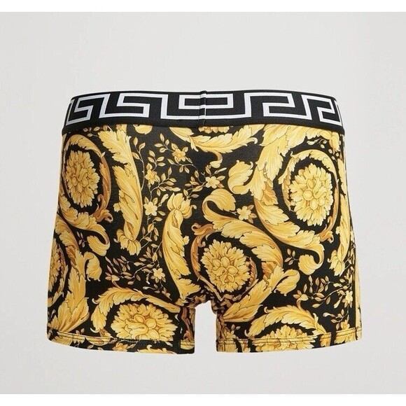 NWT Versace Barocco Greca Underwear Trunk Boxer Briefs Black Gold Size IT 3/ S - Picture 2 of 11